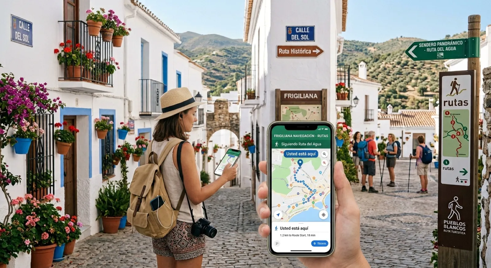 Señalética con código QR en una ruta del municipio