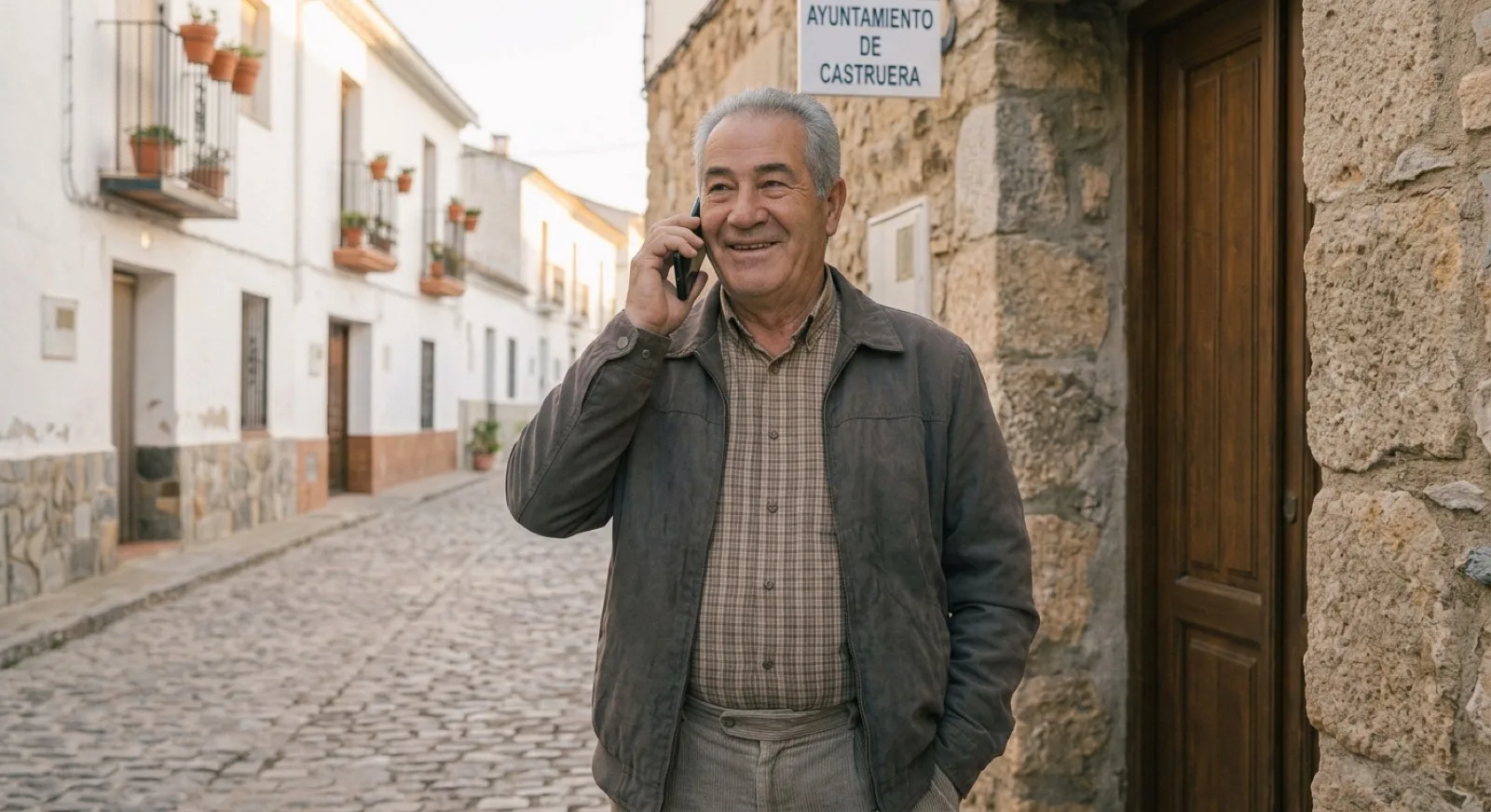 Vecino llamando al Ayuntamiento desde la calle