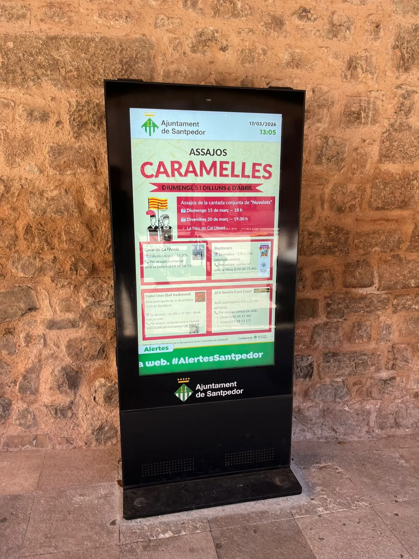 Pantalla de avisos del Ajuntament de Santpedor